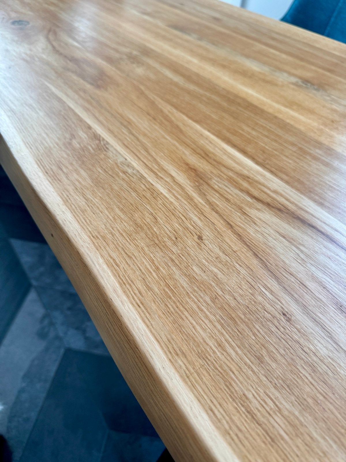 Massief eiken boomstam tafelblad 4cm, 160x90, Ophalen, Eikenhout, 50 tot 100 cm, Zo goed als nieuw