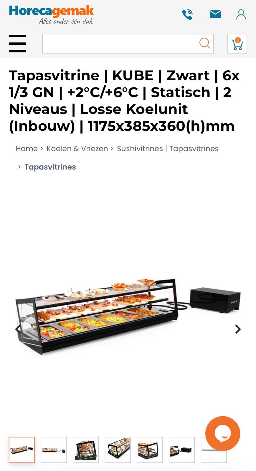 2 Tapasvitrine KUBE Zwart - Nieuw in doos. Prijs is per stuk, Ophalen, Nieuw in verpakking, Koelen en Vriezen