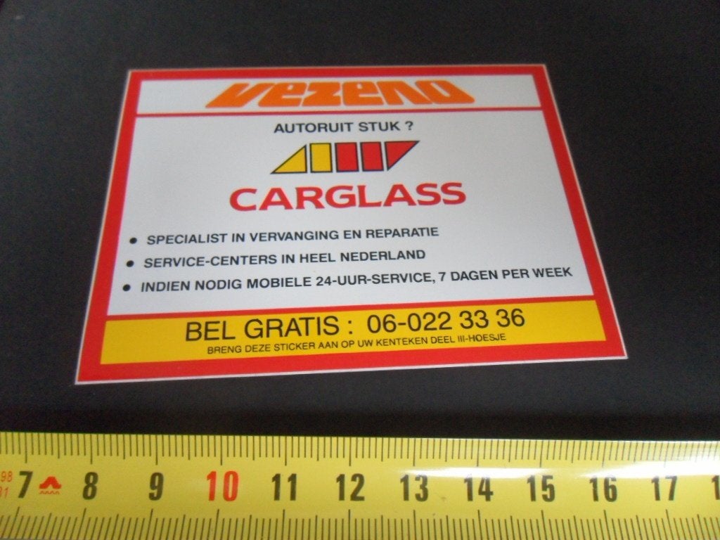 sticker CARGLASS  VEZENO, Verzamelen, Stickers, Ophalen, Zo goed als nieuw