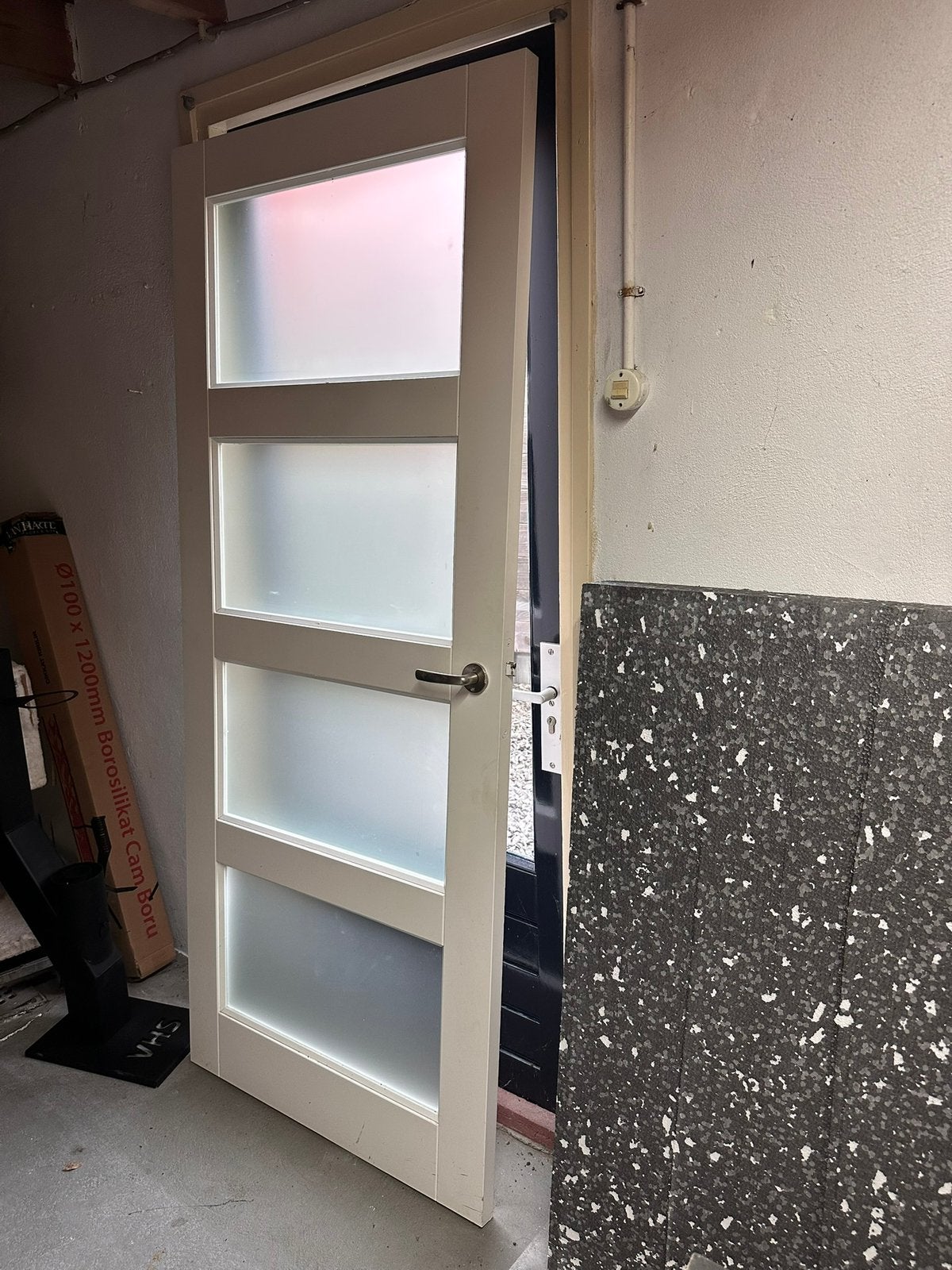 Binnendeur met melkglas, Ophalen, Gebruikt, 80 tot 100 cm, Binnendeur