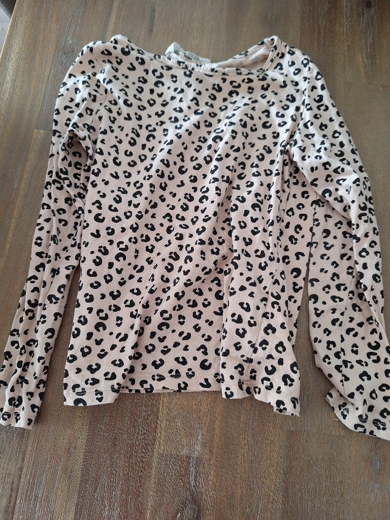 H&M longsleeve, ecru met motiefjes, maat 134, Kinderen en Baby's, Kinderkleding | Maat 134, Gebruikt, Meisje, H&M, Ophalen of Verzenden