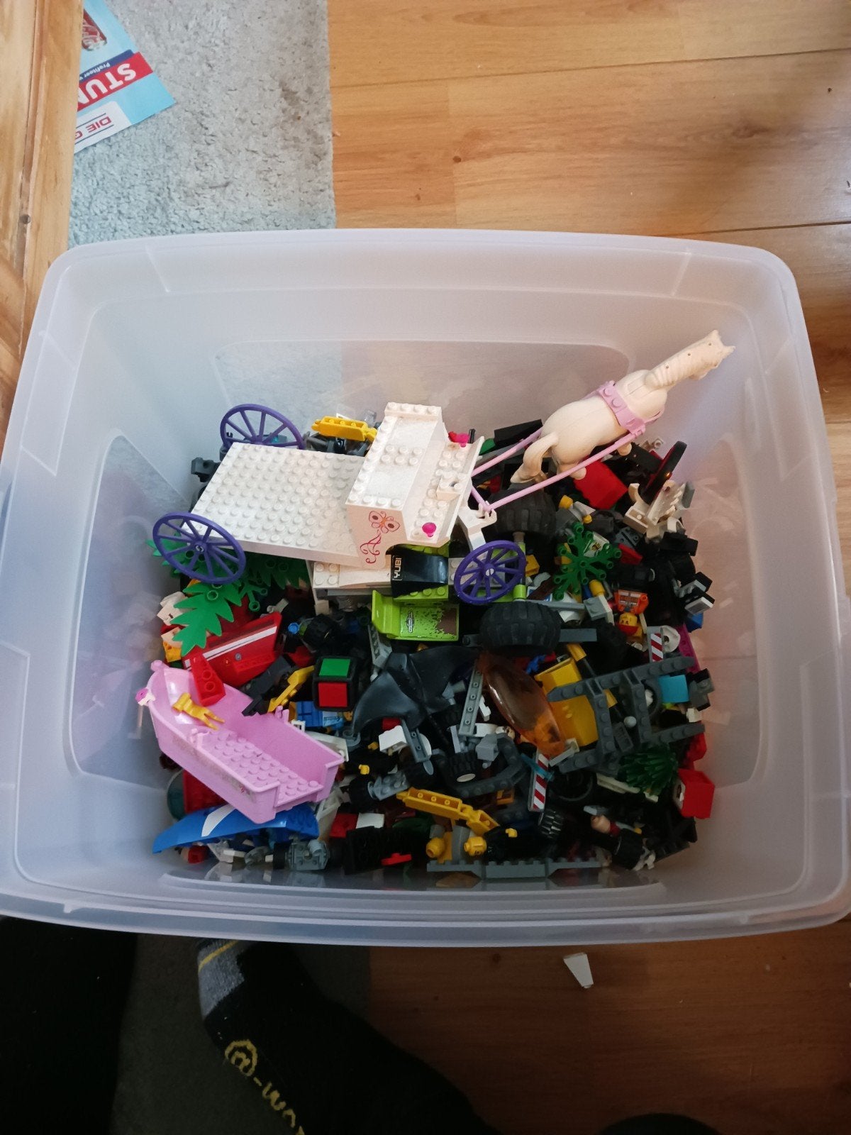 Bak met lego onderdelen van tegnies lego dot auto onderdelen, Ophalen of Verzenden, Gebruikt, Lego