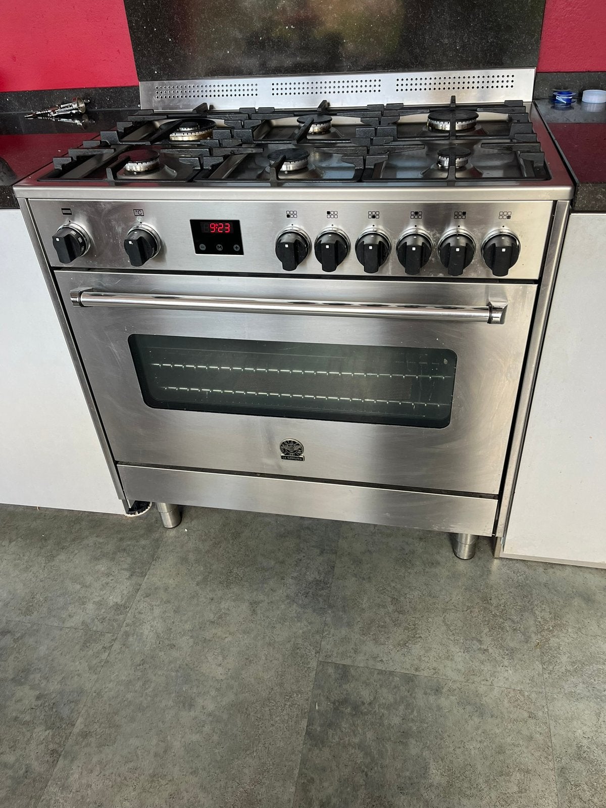 Fornuis 90 cm 6 pitten met electrische oven, Witgoed en Apparatuur, Fornuizen, 60 cm of meer, Ophalen of Verzenden, Zo goed als nieuw
