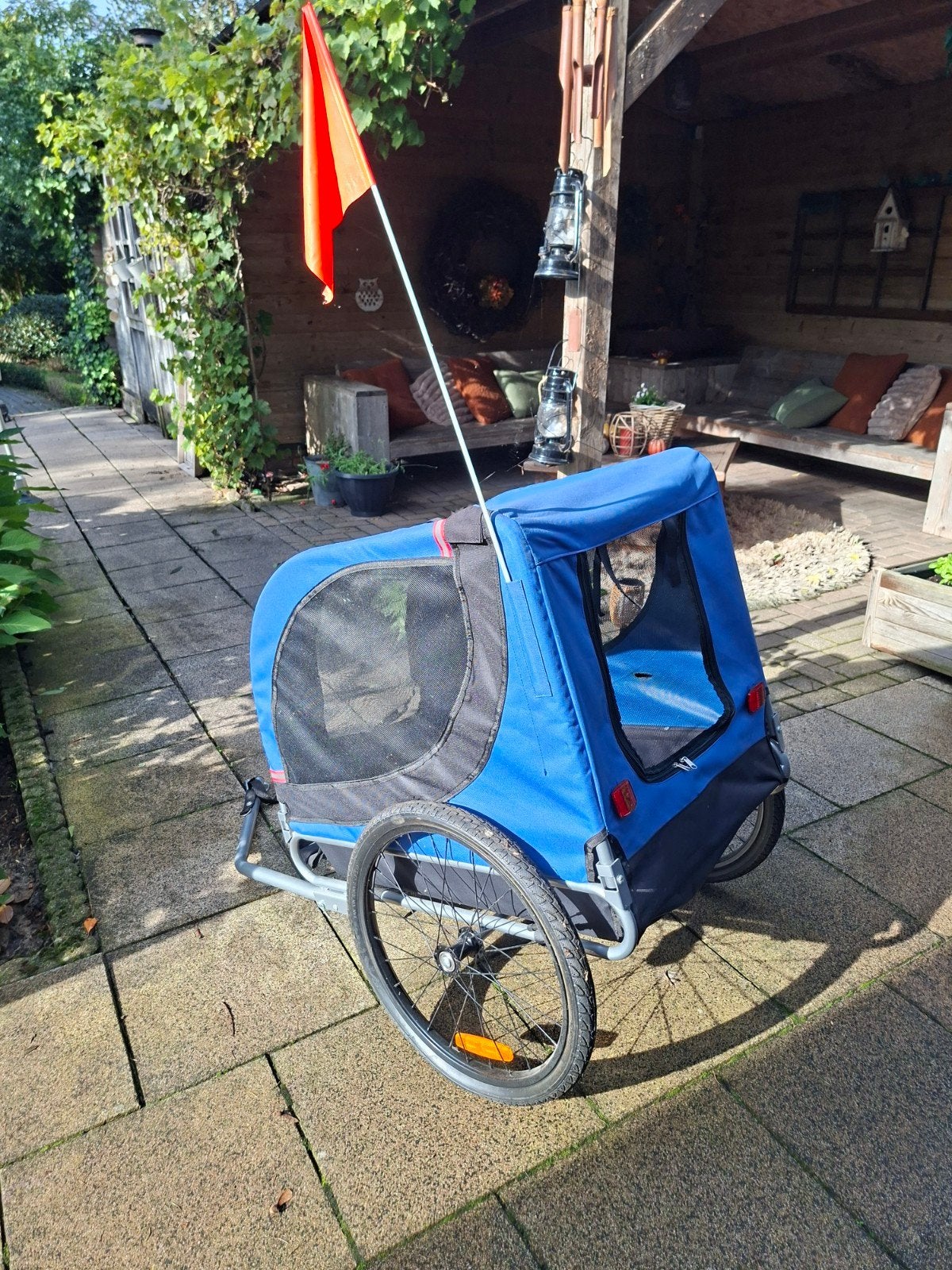 Blauwe fietskar ., Ophalen, Gebruikt