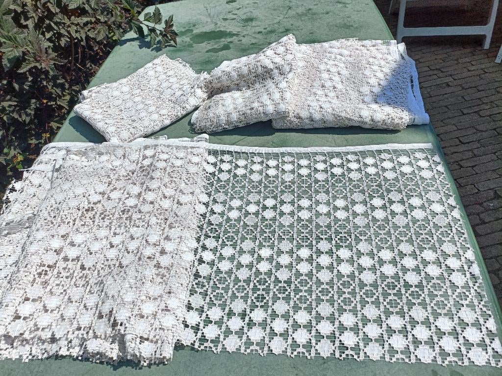 Vintage nieuwe gordijn stof valletjes vitrage gehaakt (SF21), Ophalen of Verzenden, Nieuw, 200 cm of meer, Minder dan 100 cm