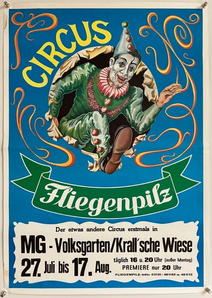 Circus Fliegenpilz - Originele circusposter - Jaren 80, Verzenden, Gebruikt, A1 t/m A3, Film en Tv