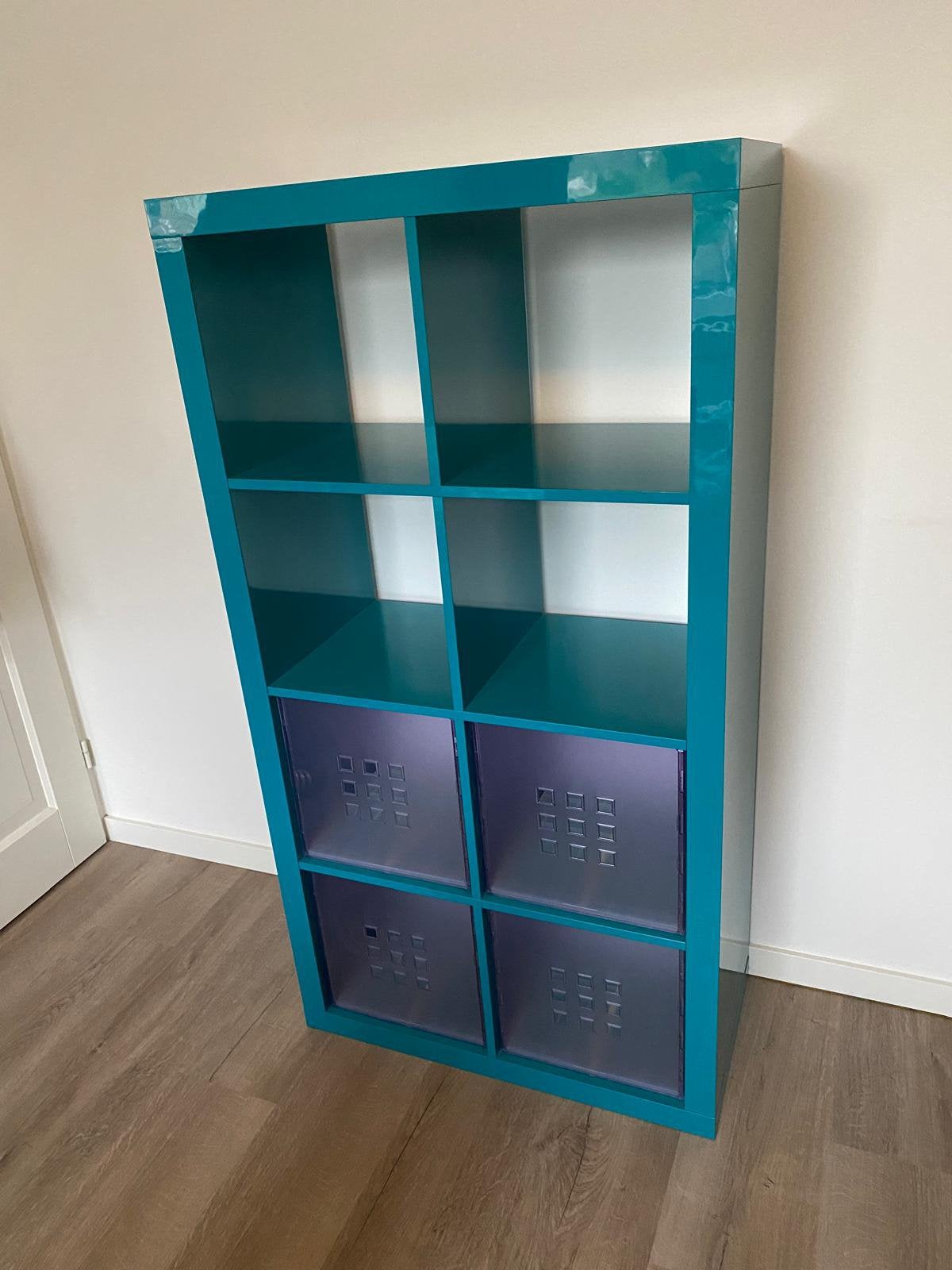 Hoogglans blauwe Ikea kast met 4 lades, Huis en Inrichting, Kasten | Lockerkasten, Ophalen, Zo goed als nieuw
