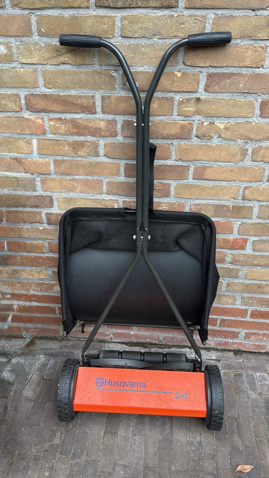 Husqvarna 54 Handgrasmaaier met opvangzak, Tuin en Terras, Grasmaaiers, Ophalen, Gebruikt, Handgrasmaaier, Opvangzak