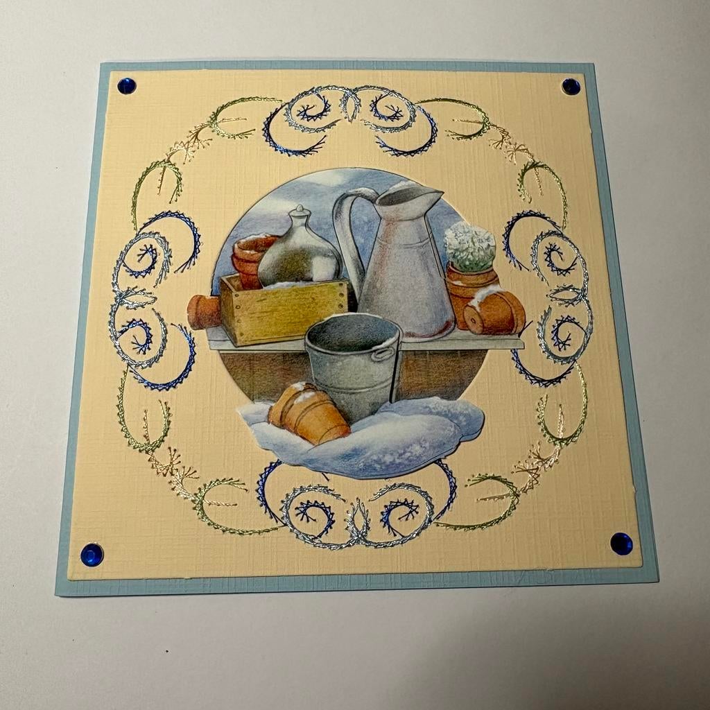 Geborduurde kerstkaart 1, Hobby en Vrije tijd, Kaarten | Zelfgemaakt, Ophalen of Verzenden, Zo goed als nieuw, Overige thema's