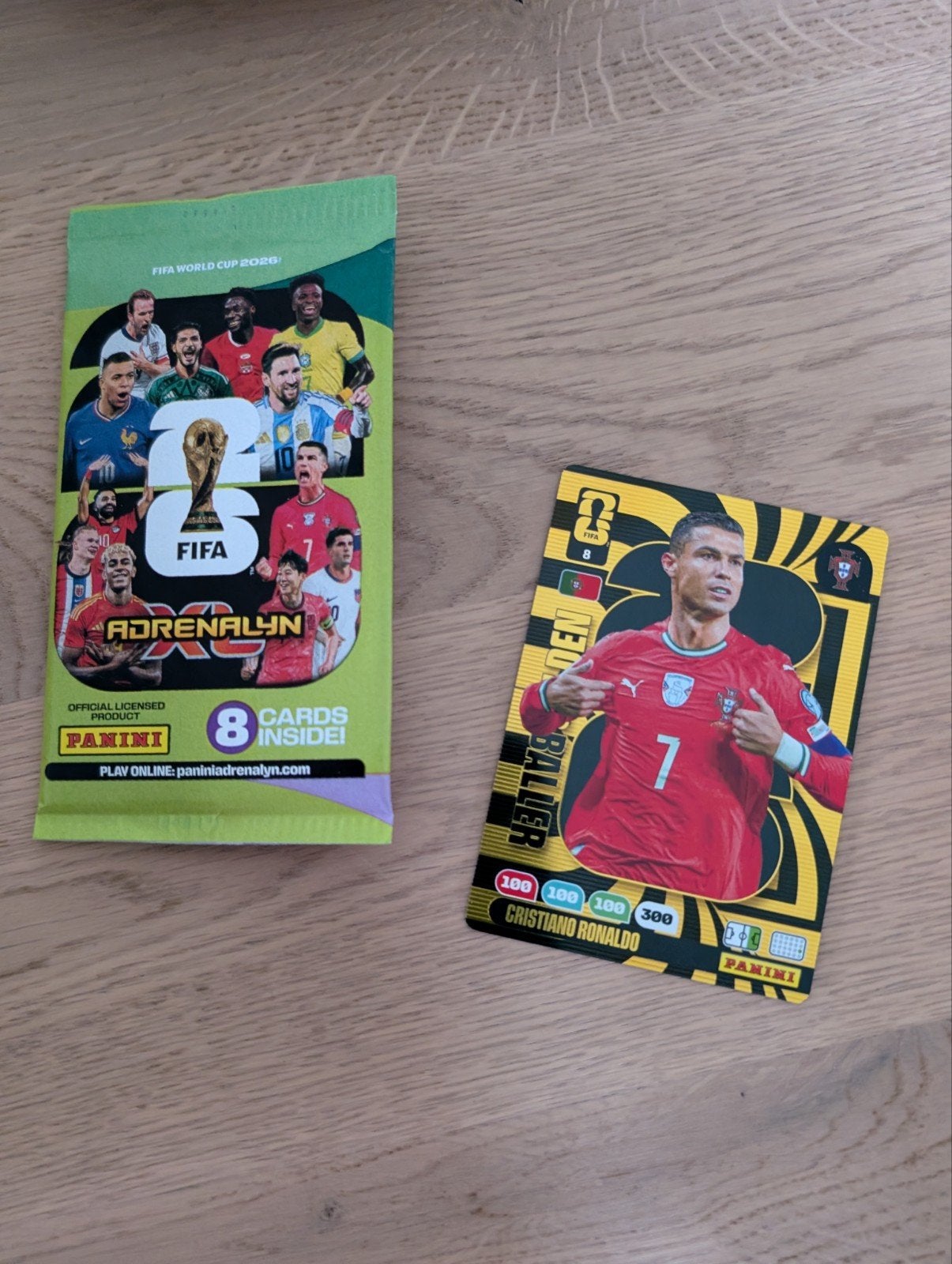 Golden baller Ronaldo 8 panini world cup 2026 voetbalkaartje, Ophalen of Verzenden, Zo goed als nieuw, Plaatje