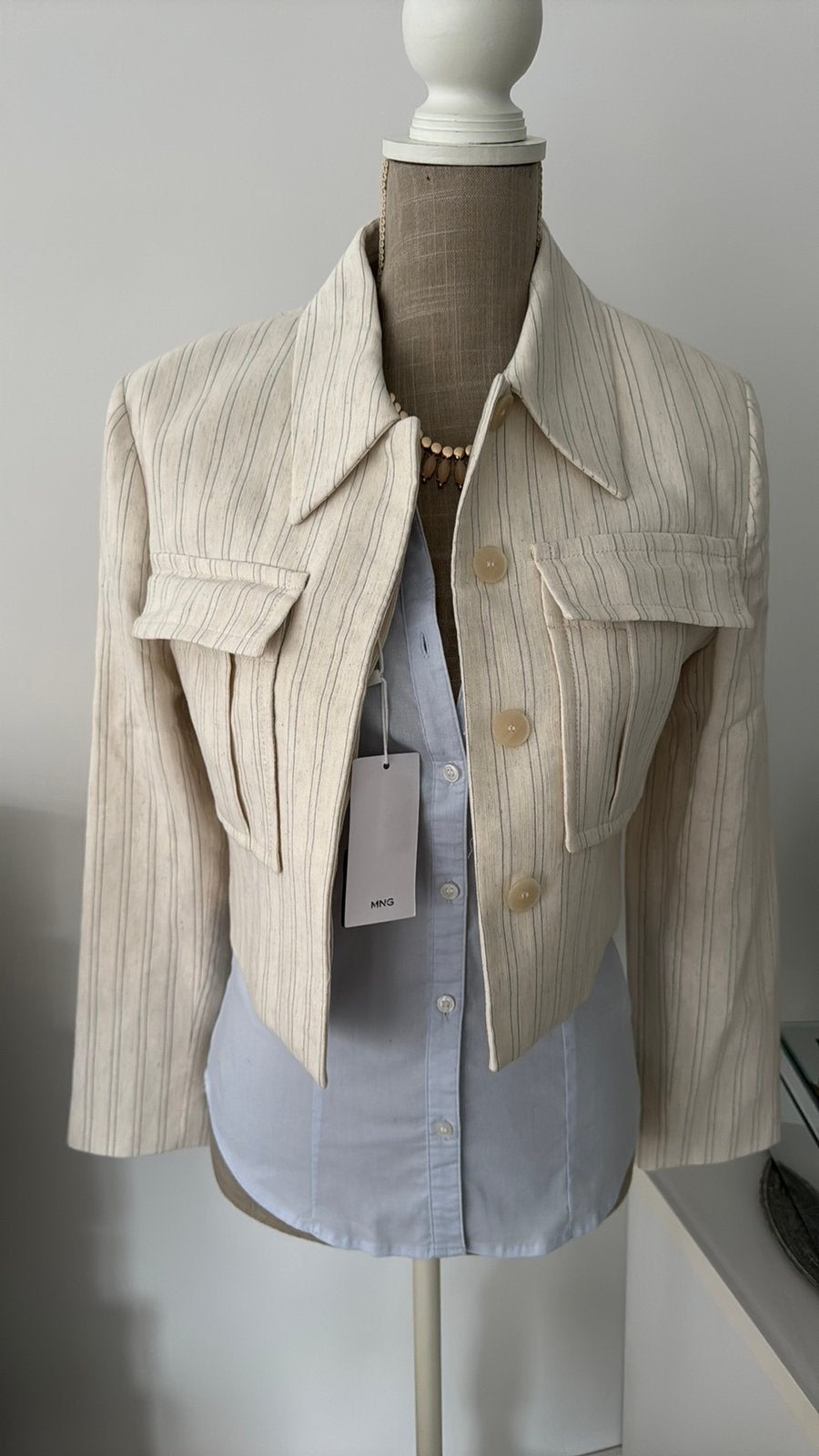 Mango linnen veste, Ophalen of Verzenden, Nieuw, Maat 34 (XS) of kleiner, Beige