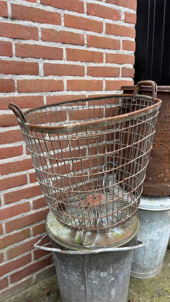 Aardappelmand draadmand houtbak mand, Tuin en Terras, Ophalen of Verzenden, Zo goed als nieuw, Rond, Minder dan 30 cm
