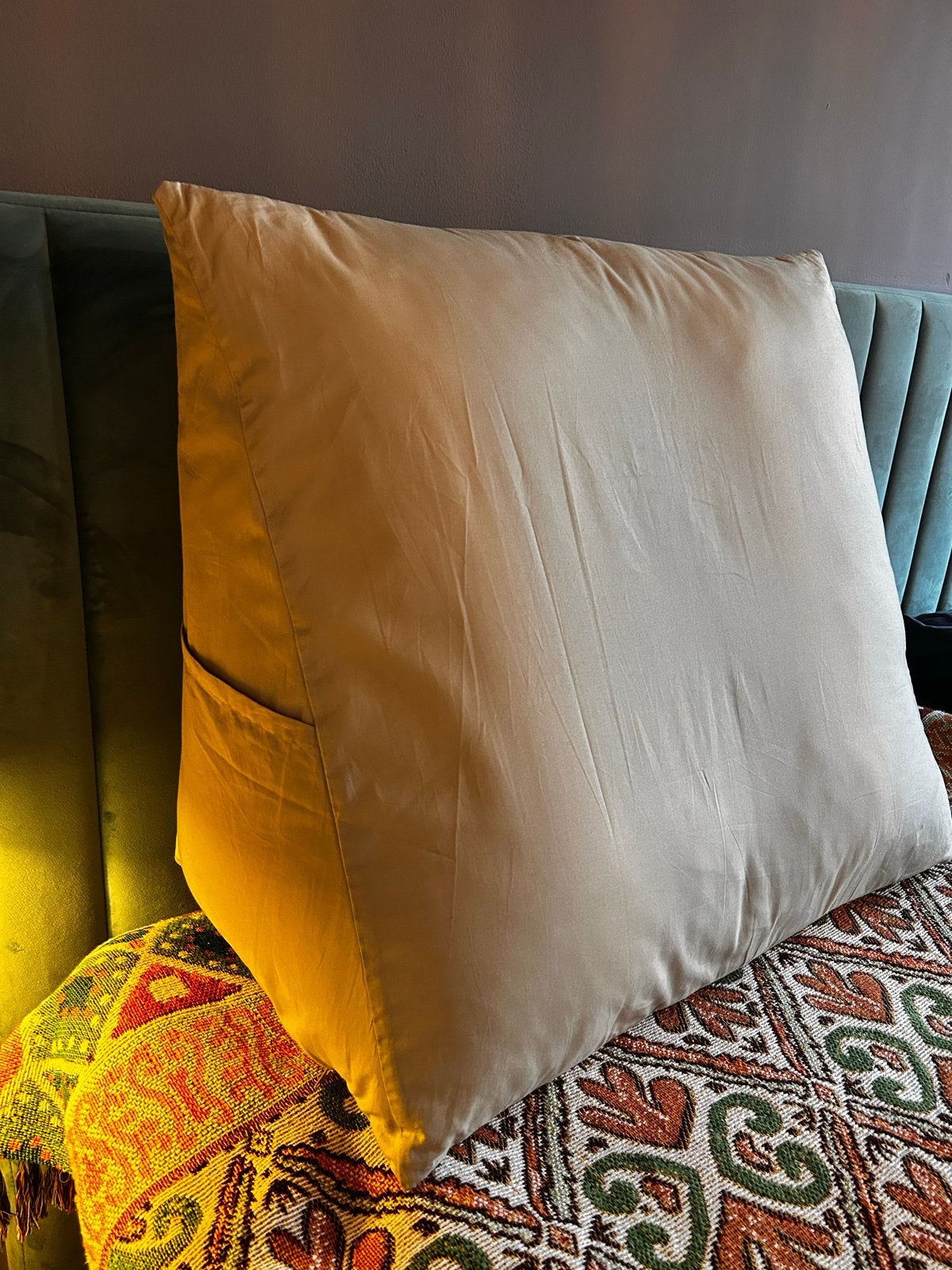 Lekker Lui Lezen bedkussen zandkleur, Overige merken, Rugkussen, Beige, Afneembare hoes