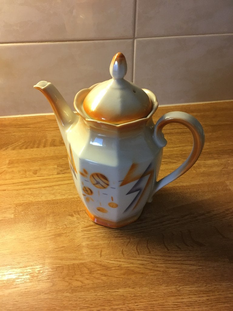 Fraaie typische art deco porseleinen theepot, Ophalen of Verzenden