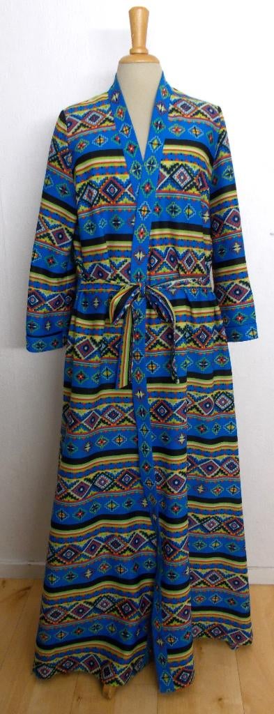 Ibiza/hippie aparte blauwe print badjas/jurk/kimono! L, Kleding | Dames, Jurken, Maat 42/44 (L), Nieuw, Onder de knie, Verzenden