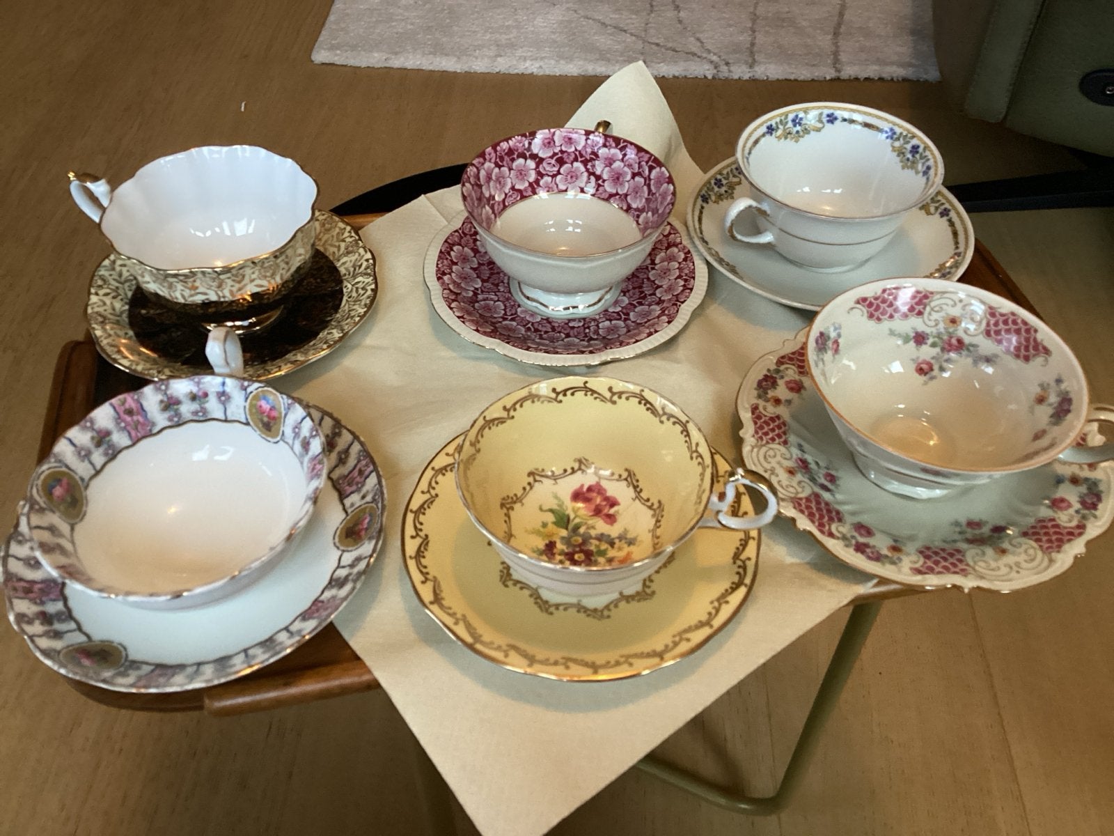Set van 6 Antieke Porseleinen Kop en Schotels, Antiek en Kunst, Antiek | Servies los, Ophalen of Verzenden