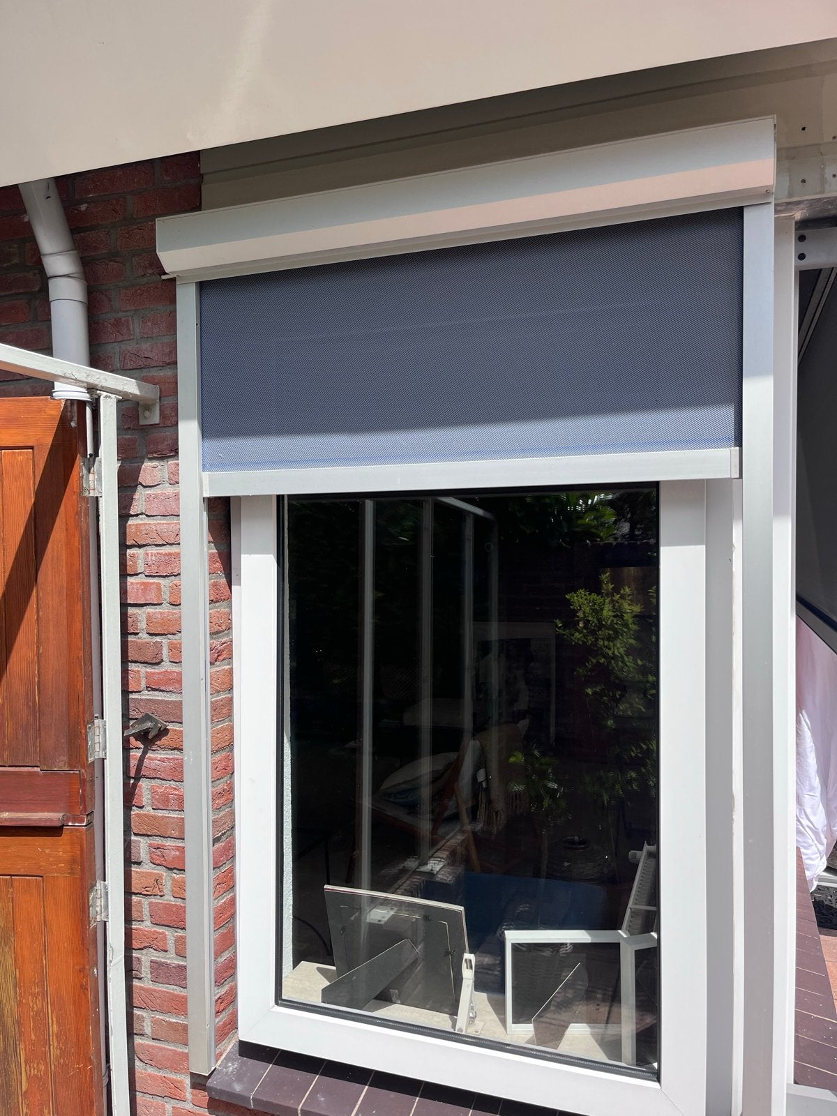 1 x Ritsscreen / buitenzonwering  /antraciet screendoek, Ophalen, 100 tot 150 cm, Zo goed als nieuw, Grijs