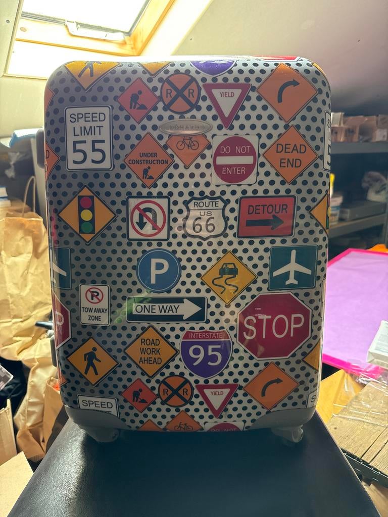Leonardo Koffer met Verkeersborden Design - Handbagage, Ophalen, 30 cm of meer, Minder dan 35 cm, Zo goed als nieuw