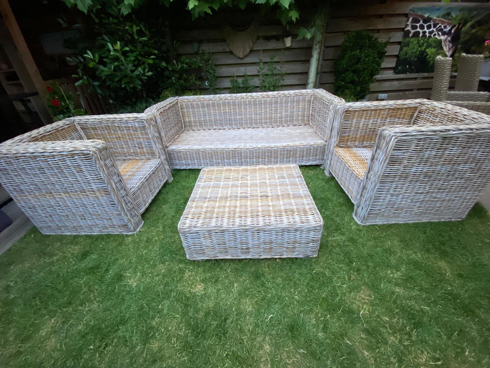 Loungeset riet, Tuin en Terras, Tuinsets en Loungesets, Ophalen, 5 zitplaatsen, Gebruikt, Rotan