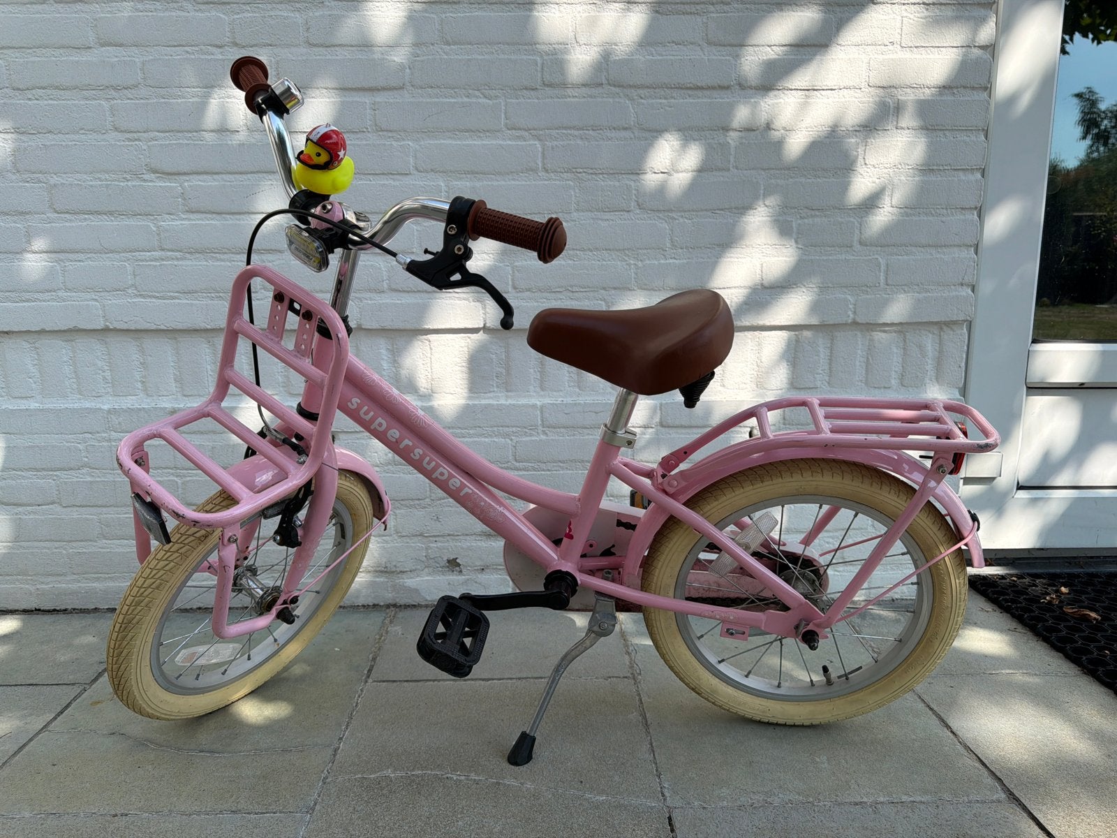 SuperSuper kinderfiets roze 16 inch, Fietsen en Brommers, Fietsen | Kinderfietsjes, Ophalen, Gebruikt, Terugtraprem, 16 tot 20 inch