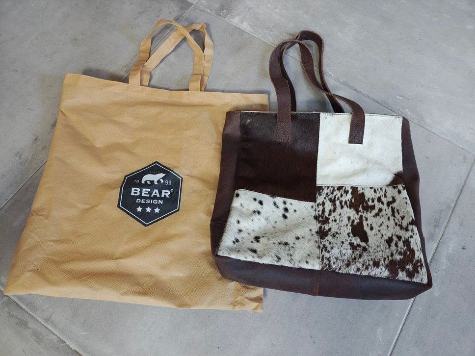 Bear Design Shopper - Bruin leer met koeienhuid, Ophalen of Verzenden, Zo goed als nieuw, Bruin, Shopper