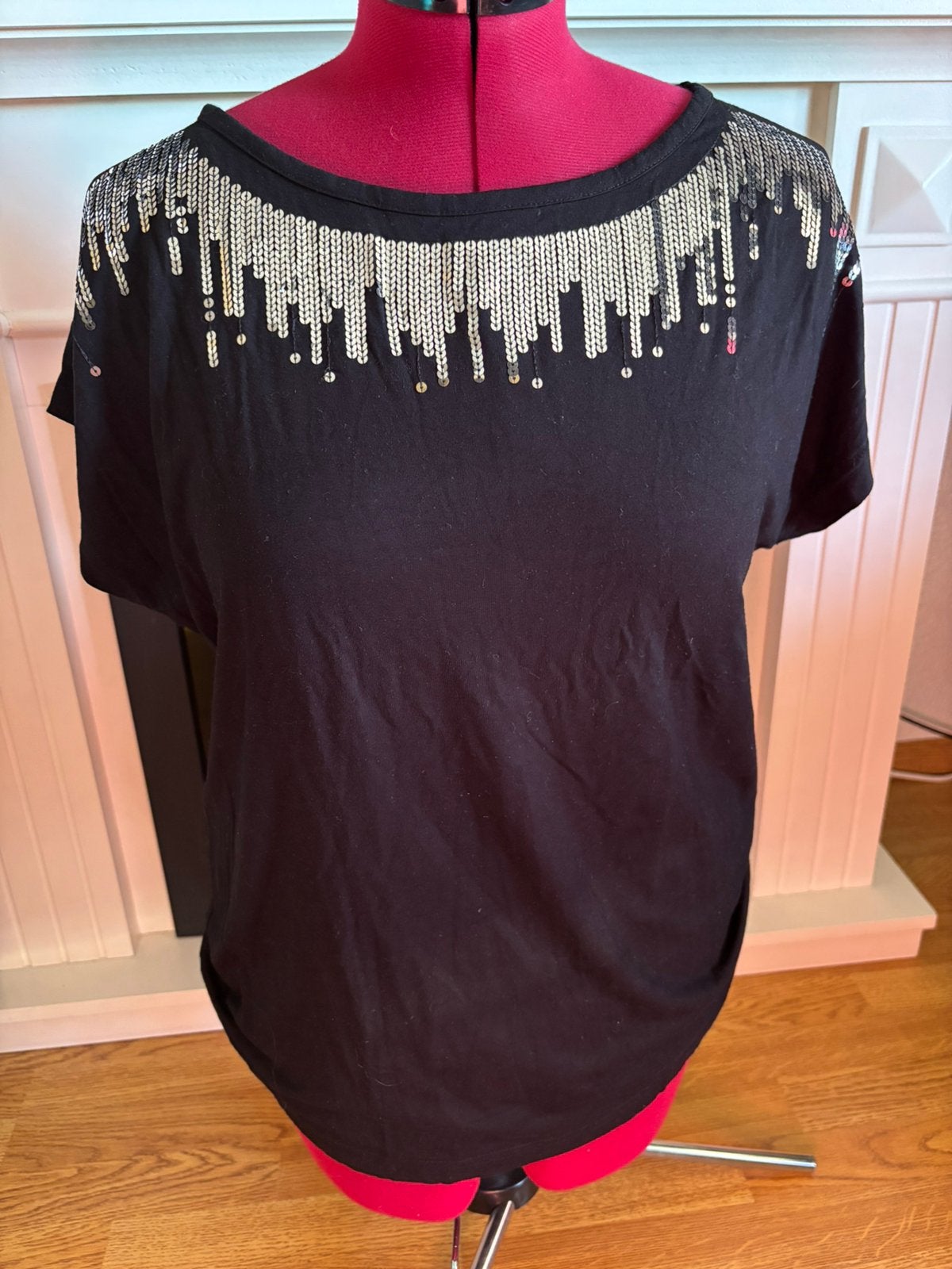 Zgan shirt zwart met pailletten maat 46, Zwart, Maat 46/48 (XL) of groter, Ophalen of Verzenden, Zo goed als nieuw