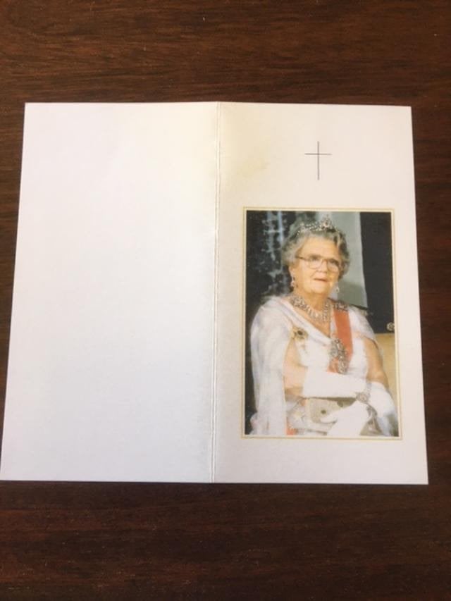 Gedachtenisprentje koningin Juliana, Ophalen of Verzenden, Gebruikt, Nederland, Kaart, Foto of Prent