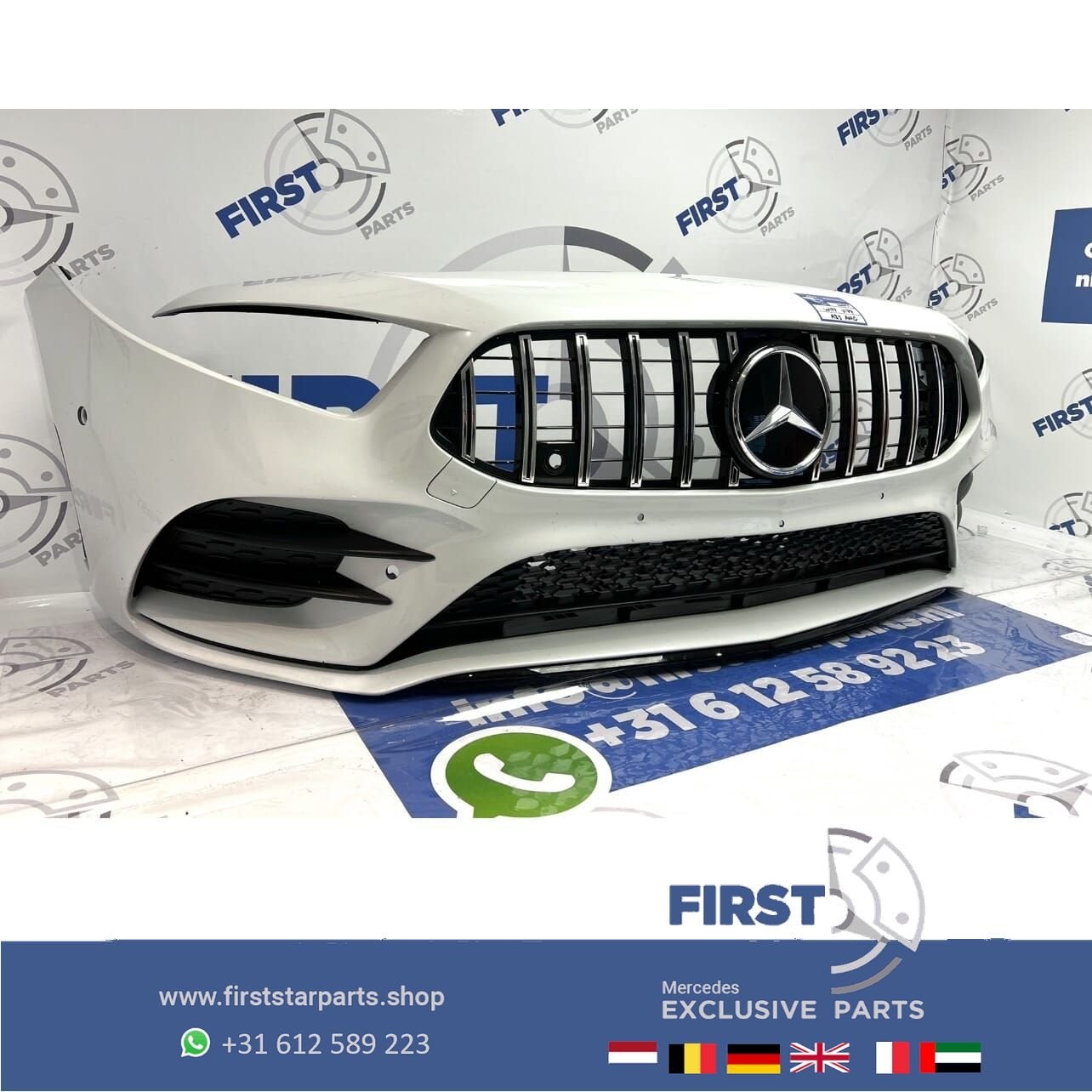 W177 Mercedes A KLASSE A35 AMG VOORBUMPER COMPLEET WIT 2021, Auto-onderdelen, Gebruikt, -, Voor, Ophalen of Verzenden