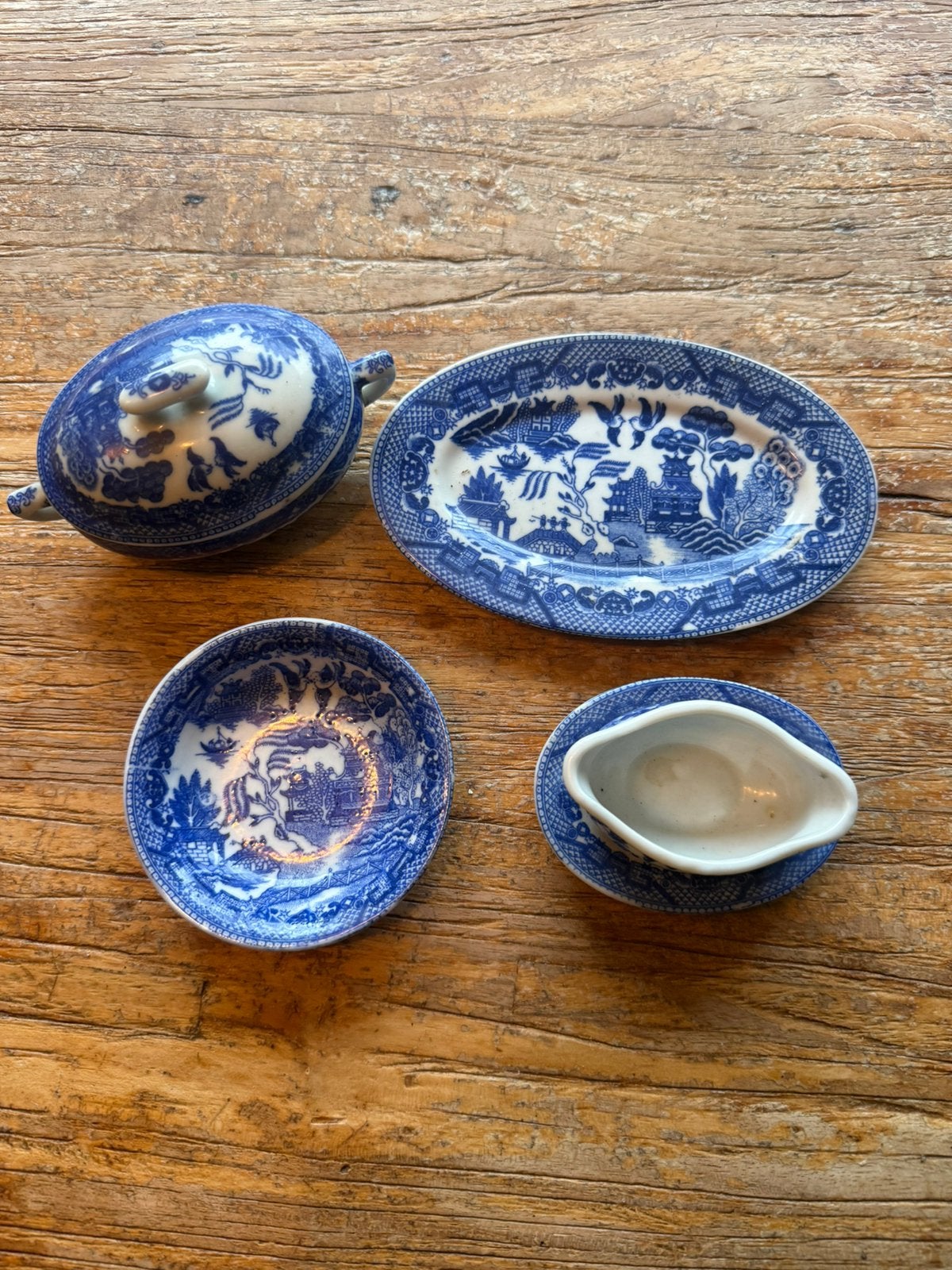 Blue willow servies - 3 delig kinderservies, Huis en Inrichting, Keuken | Servies, Gebruikt, Overige typen, Overige stijlen, Keramiek
