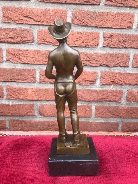 bronzen beeld, stoere cowboy, erotica, Ophalen of Verzenden, Brons
