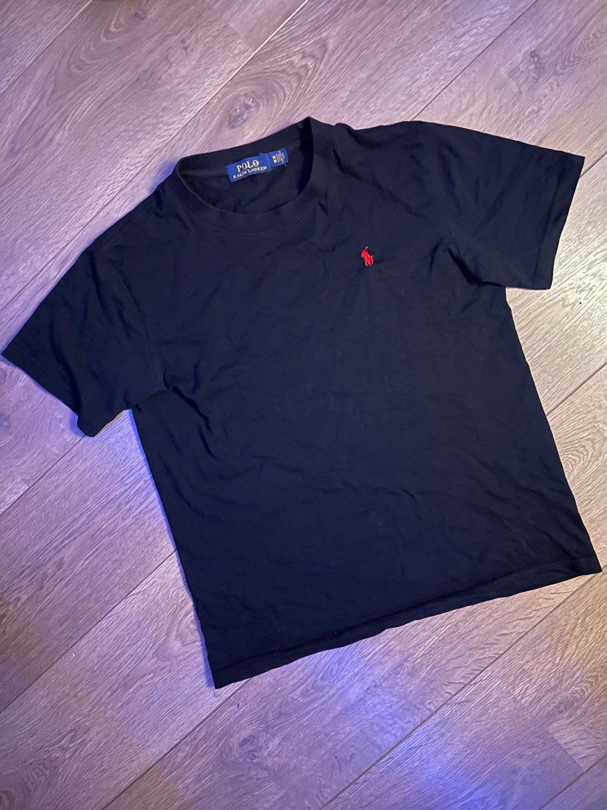 Polo Ralph Lauren T-shirt - Zwart - Maat M (valt als S), Ophalen of Verzenden, Gedragen, Maat 46 (S) of kleiner, Zwart