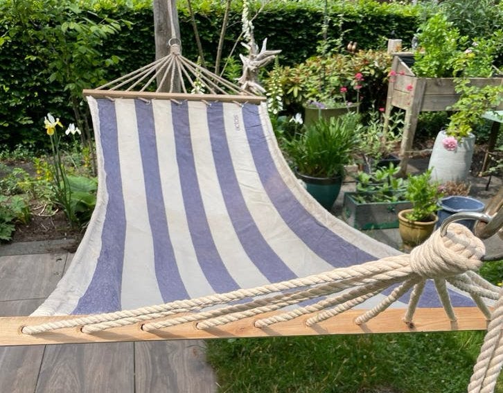 Comfortabele gestreepte hangmat van Actos, Tuin en Terras, Hangmatten, Ophalen, Gebruikt, Eenpersoons, Binnen