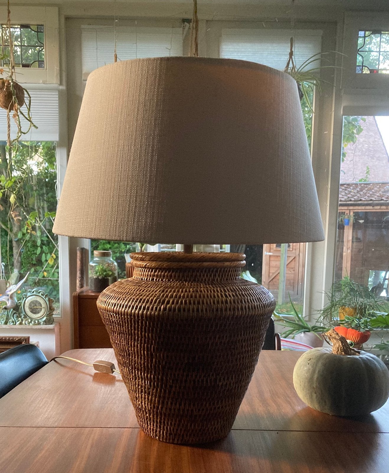 🌻 Lampenvoet XL van Birma riet rotan rattan tafellamp, Ophalen, Zo goed als nieuw