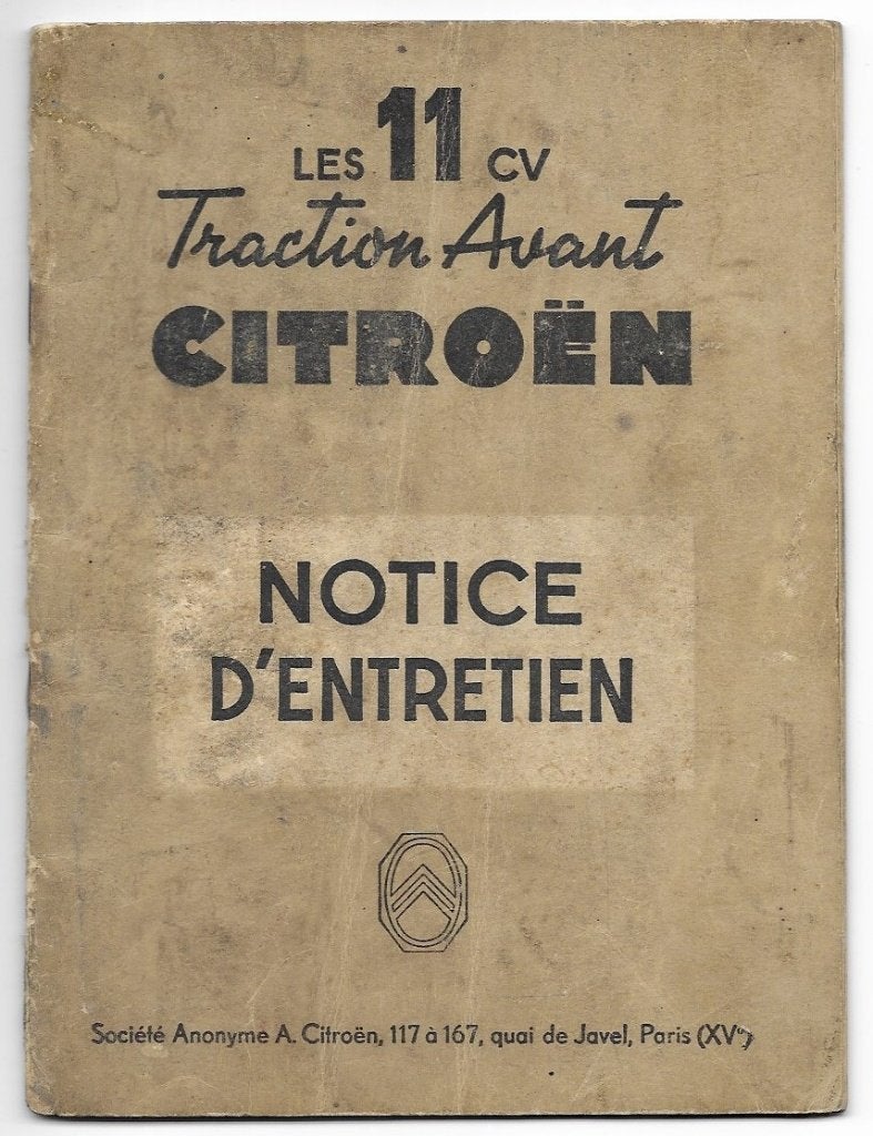Citroen Traction Avant les 11 cv notice handleiding, Auto diversen, Verzenden
