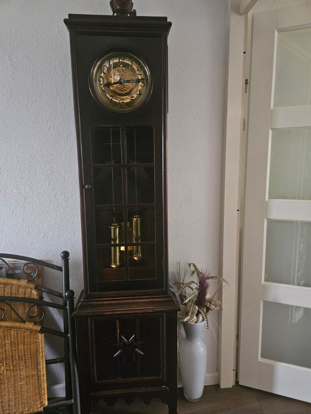 Franse wandklok, Ophalen, Bruin, Met slinger, Analoog
