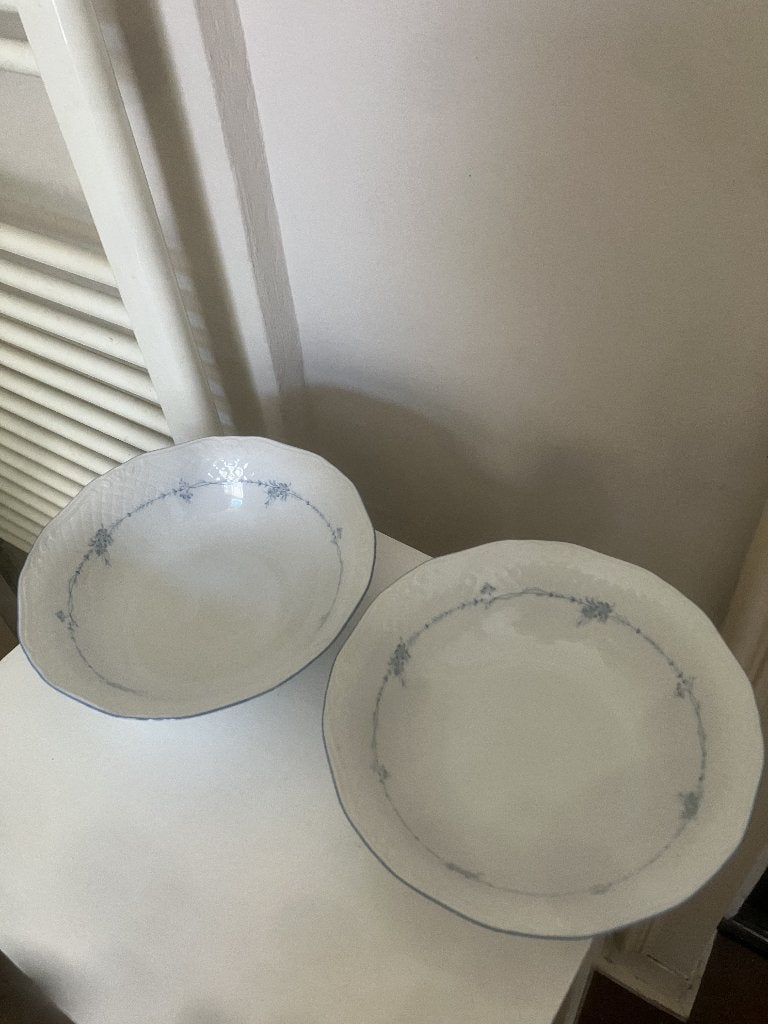 Twee mooie schalen met blauwe rozenrand - merk Escherbach, Ophalen of Verzenden, Overige stijlen, Porselein, Schaal of Schalen