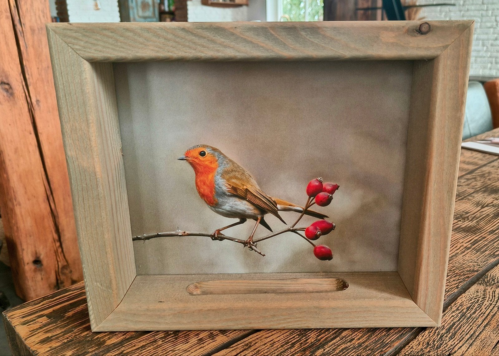 Feedy Vogelvoederlijstje Roodborstje 31x26cm, Hout, Meerkleurig, Ophalen of Verzenden, Nieuw