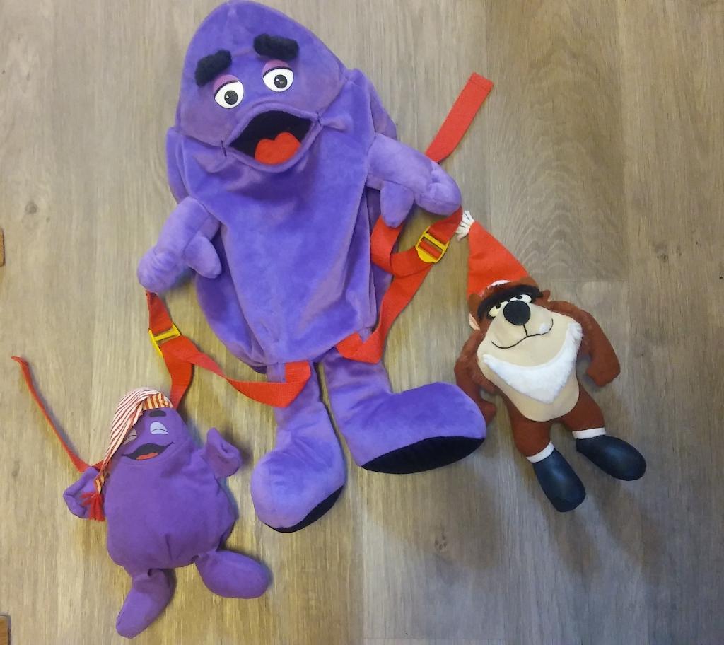 McDonalds Happy meal rugzak knuffeltjes figuren set Taz, Verzenden, Overige figuren, Zo goed als nieuw, Beeldje of Figuurtje