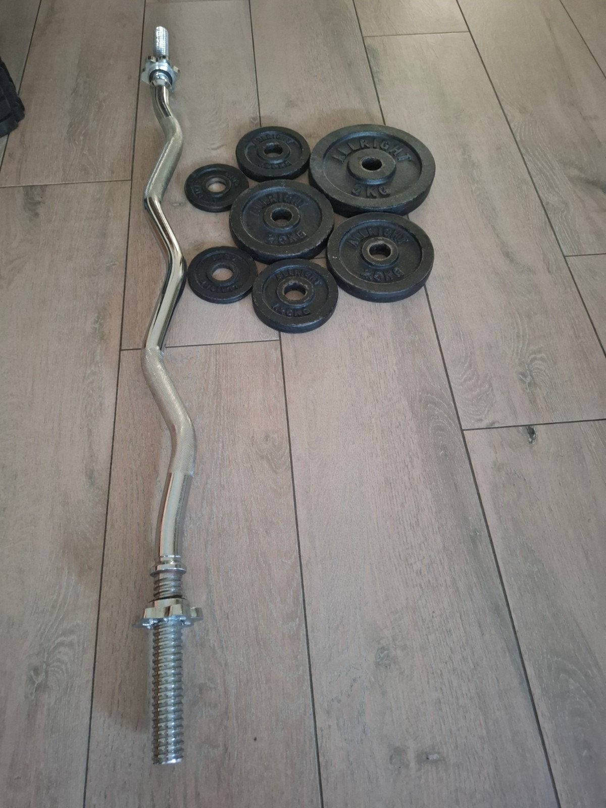 EZ Curl Bar met Gewichten - Ideaal voor Biceps & Triceps, Ophalen, Gebruikt, Rug, Halterstangen