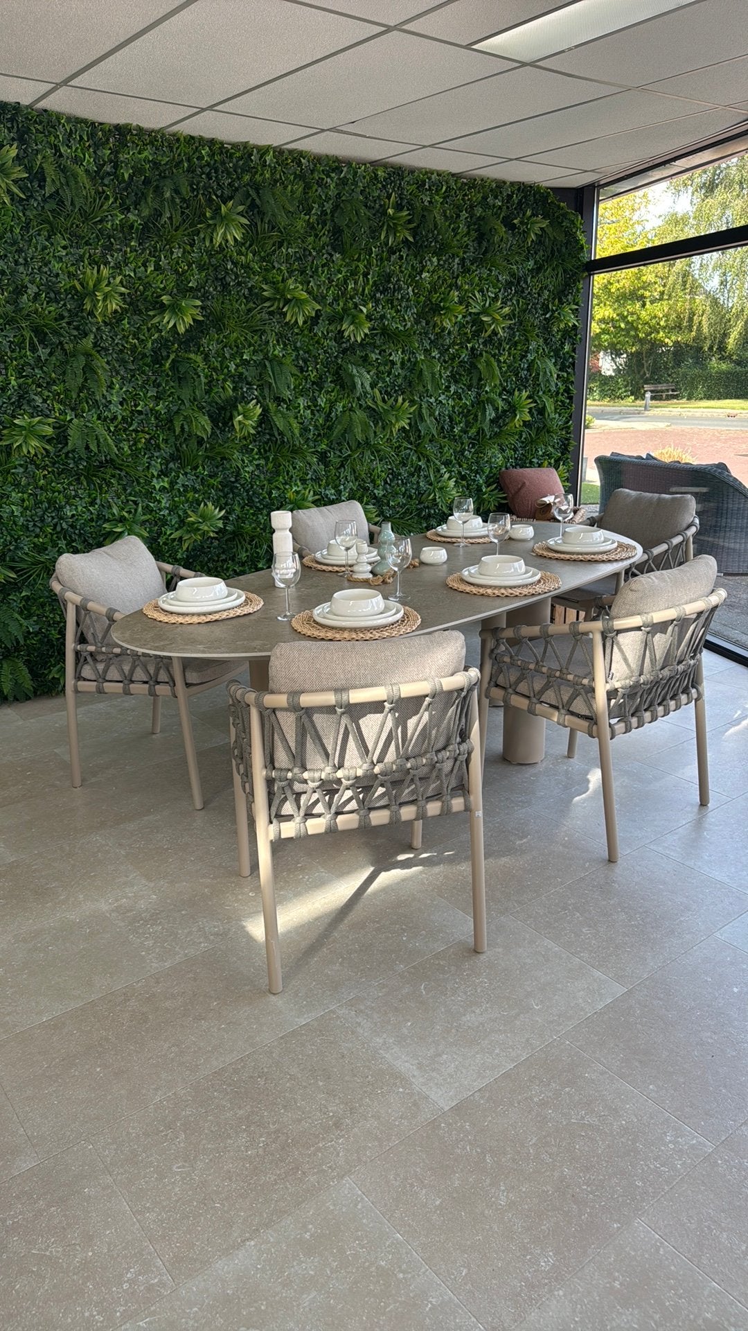 4 Seasons Outdoor tuinset Piacenza + Estate tafel latte demo, Ophalen, Zo goed als nieuw, Tuinset, Eettafel