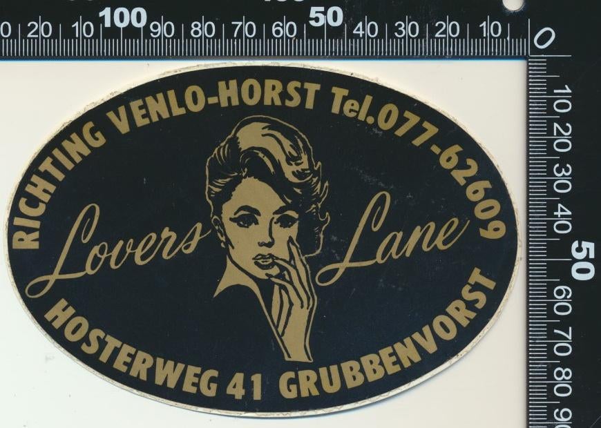Sticker: Lovers Lane - Grubbenvorst, Verzamelen, Ophalen of Verzenden, Zo goed als nieuw, Bedrijf of Vereniging