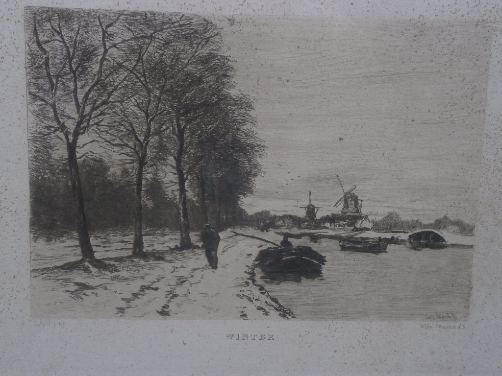 Mooie OPKNAP  ETS "" WINTER "" Van Steelink (louis Apol ., Antiek en Kunst, Ophalen of Verzenden, Flora en Fauna, Ets