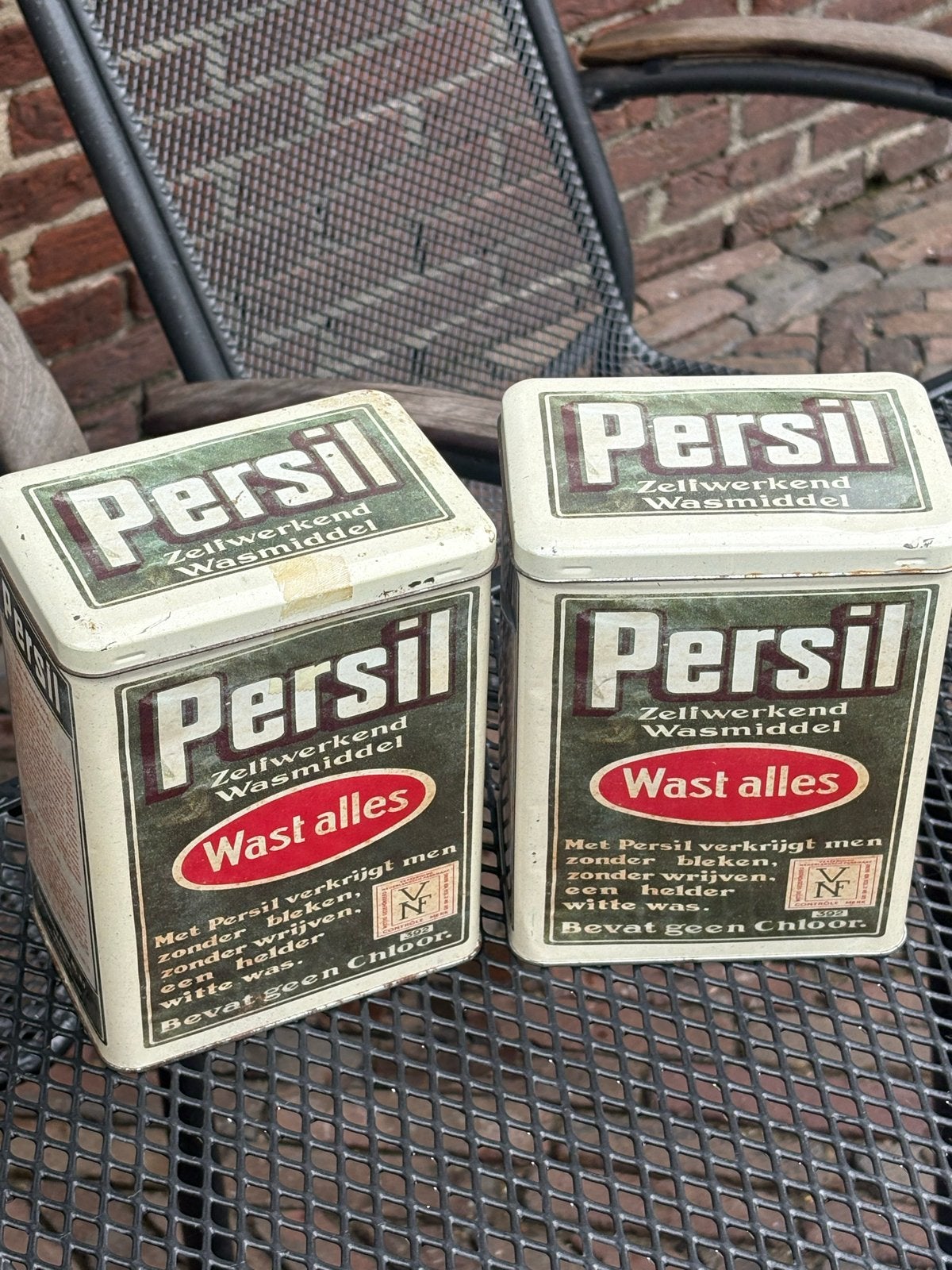 Vintage Persil Zellwerkend Wasmiddel Blikken (2 stuks), Verzamelen, Ophalen, Gebruikt