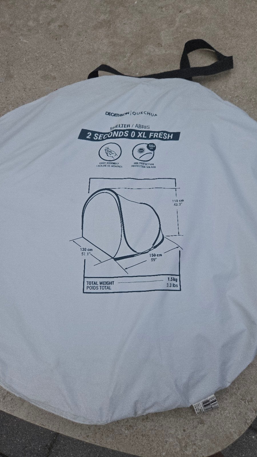 Decathlon Quechua 2 Seconds 0 XL Fresh strandtent te koop, Ophalen of Verzenden, Zo goed als nieuw