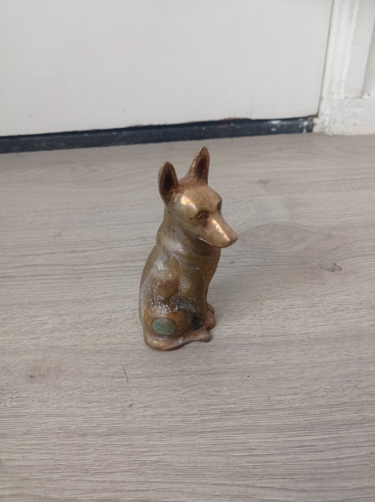 Antieke Messing Hond Beeldje - 13 cm Hoog, Antiek en Kunst, Ophalen of Verzenden