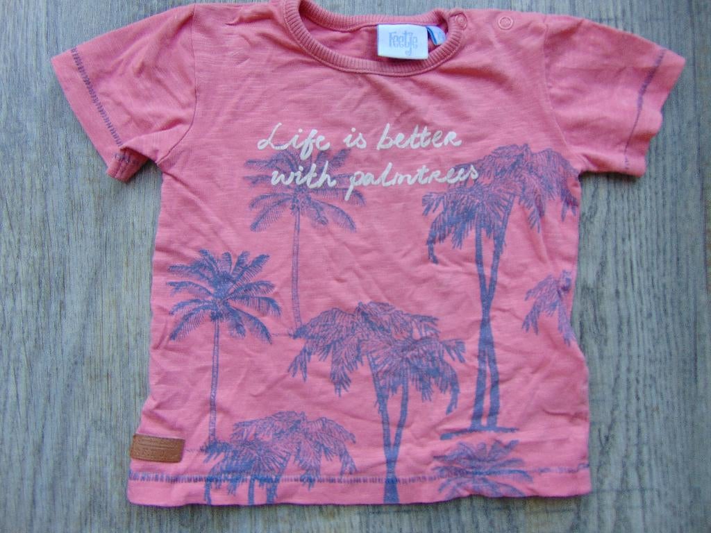 Feetje T-shirt roze palmbomen maat 74 shirt korte mouwen, Kinderen en Baby's, Babykleding | Maat 74, Ophalen of Verzenden, Zo goed als nieuw