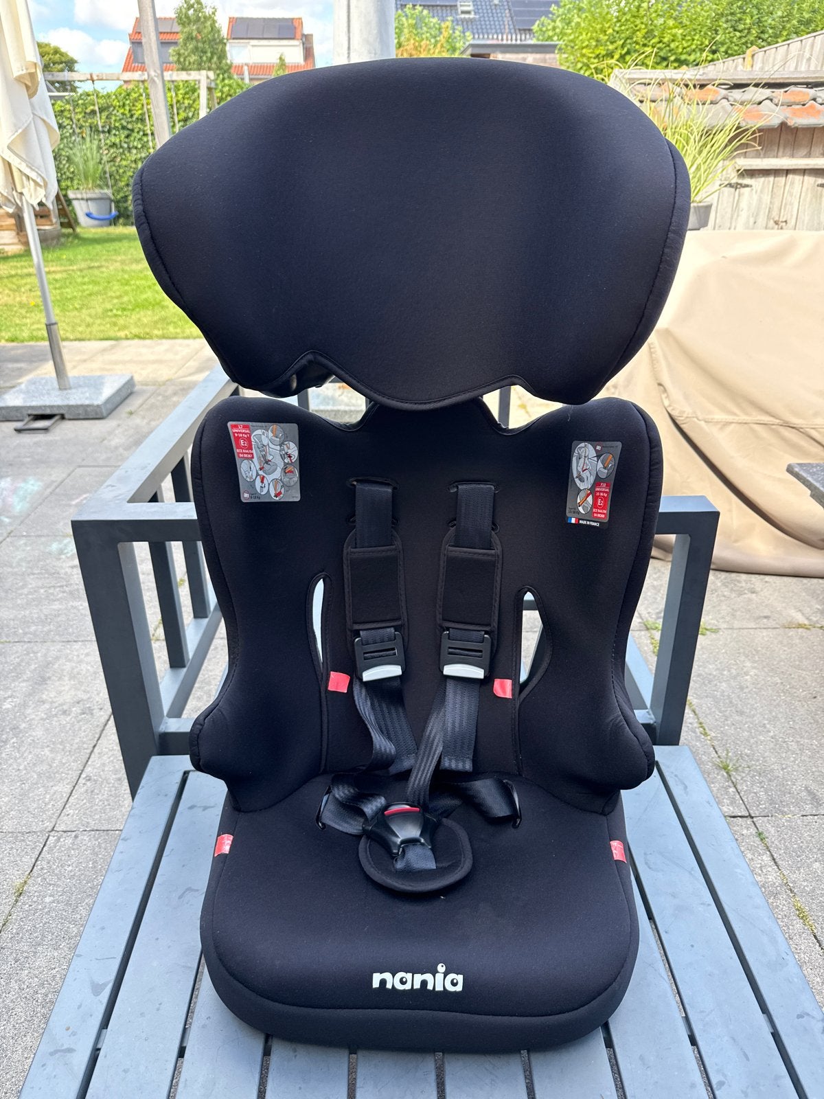 Nania autostoel 9-36 kg, zwart, zo goed als nieuw, Autogordel, Zijbescherming, Zo goed als nieuw, 9 t/m 36 kg