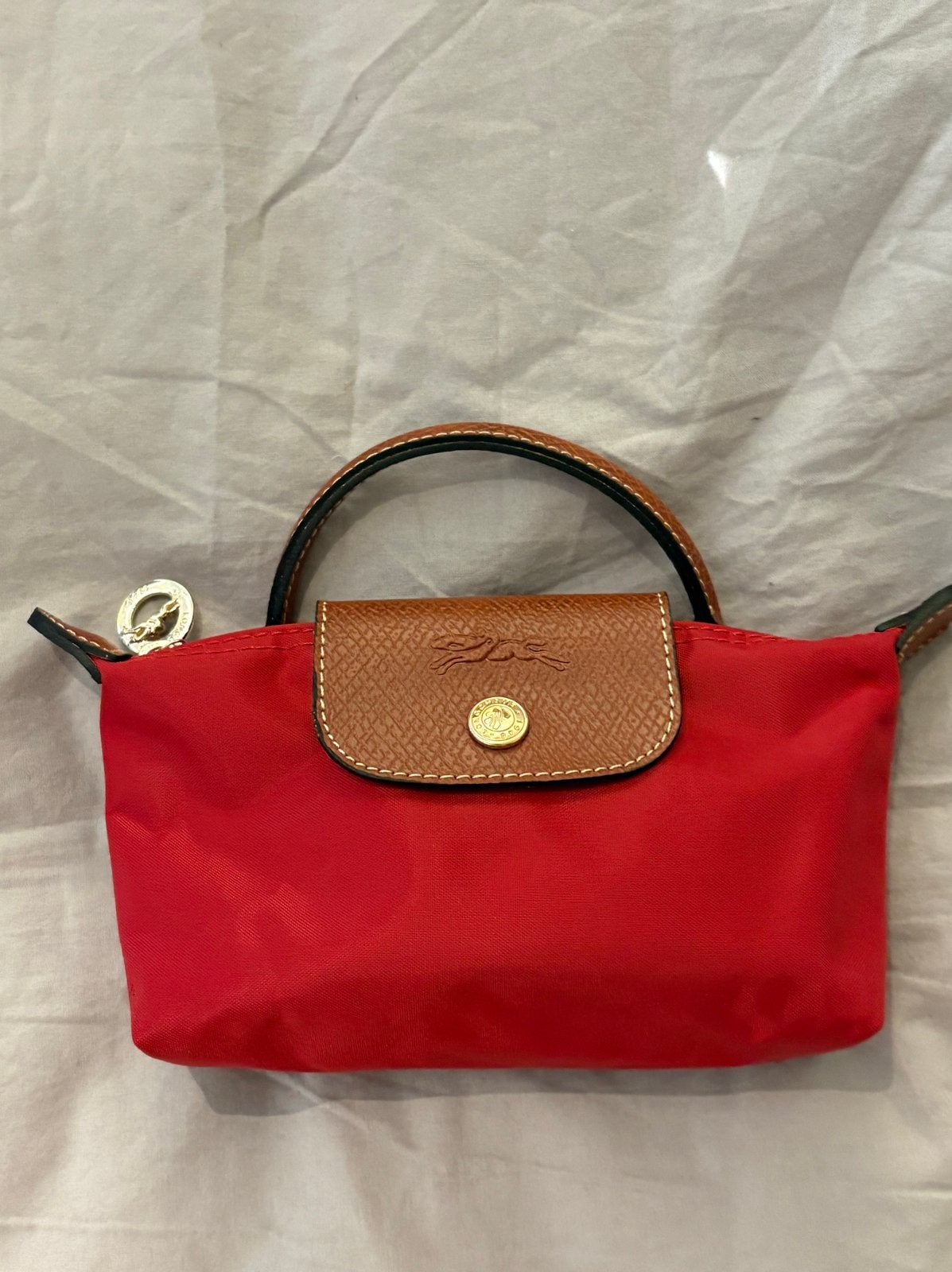 Nieuwe Longchamp Le Pliage Mini Handtasje met riem Rood, Ophalen of Verzenden, Nieuw, Rood, Avondtasje