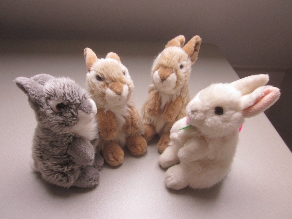 Uni - Toys 4 kleine superzacht pluche konijn knuffels nieuw, Overige merken, Overige karakters, Ophalen of Verzenden, Middelgroot (20 tot 80 cm)