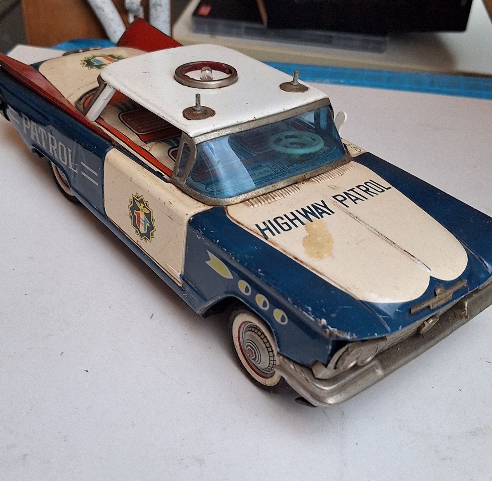 Opknapper: Vintage blikken Buick Highway Patrol auto 28 cm, Ophalen of Verzenden